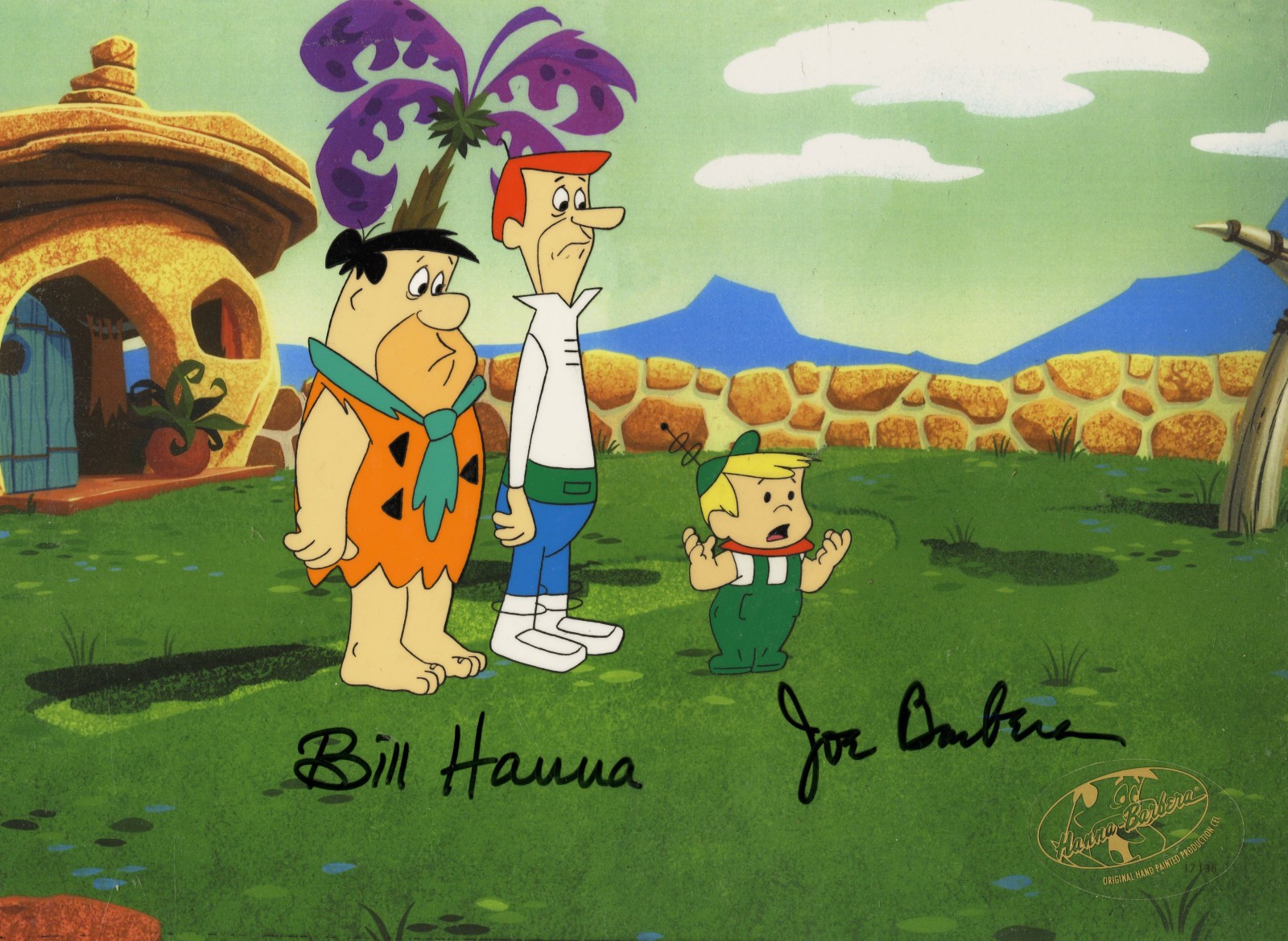 Flintstones-Fred/George/Elroy-Original Cel-Jetson's Meet Flintstones Signed 2x's Flintstones-Fred/George/Elroy-Original Cel-Jetson's Meet Flintstones Signed 2x's