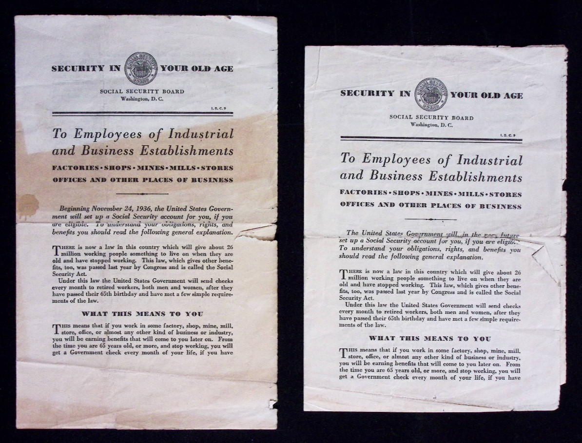 VINTAGE 1936 Social Security Pamphlet New Deal Era Government Ephemera VINTAGE 1936 Social Security Pamphlet New Deal Era Government Ephemera