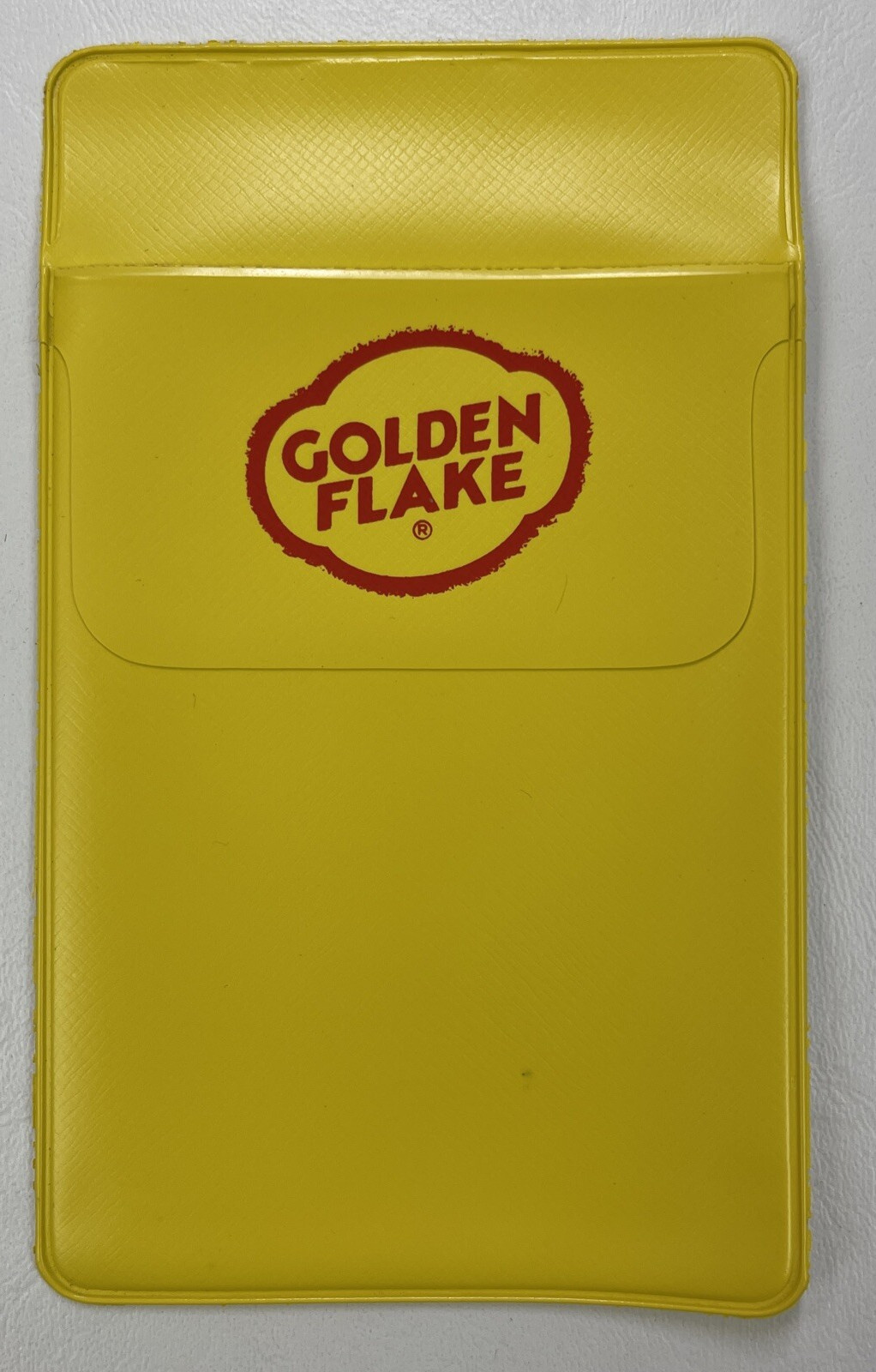 Vintage Golden Flake Potato Chips Advertising Vinyl Pocket Protector Yellow NOS Vintage Golden Flake Potato Chips Advertising Vinyl Pocket Protector Yellow NOS