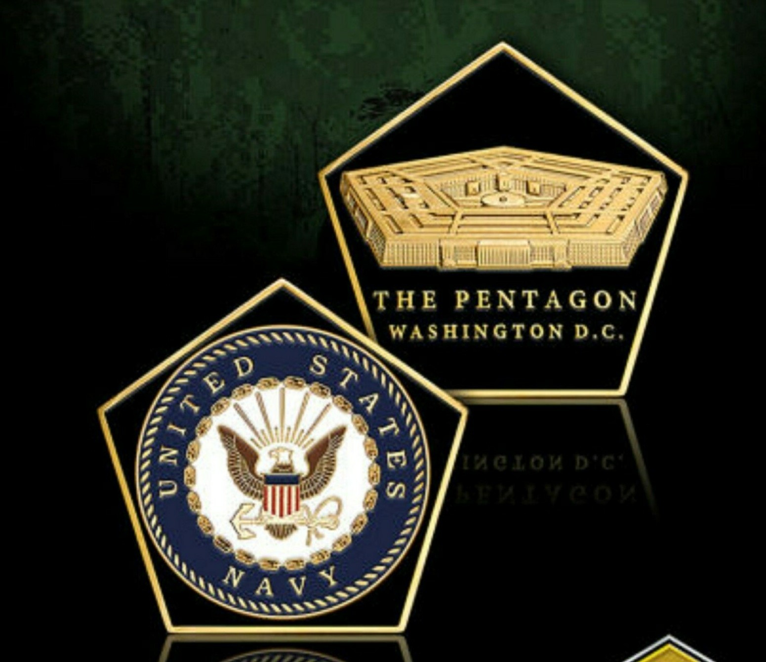 1.75" NAVY PENTAGON SHAPE CHALLENGE COIN 1.75" NAVY PENTAGON SHAPE CHALLENGE COIN