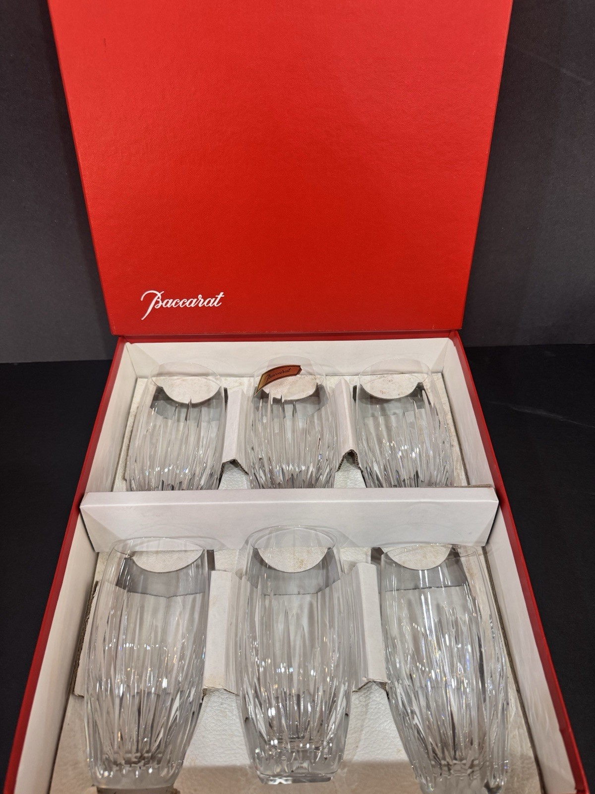 RARE SET OF 6 Baccarat Massena Tumblers High Balls All MINT Condition in Box RARE SET OF 6 Baccarat Massena Tumblers High Balls All MINT Condition in Box