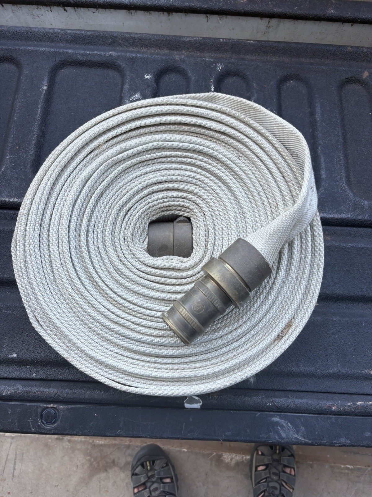 Vintage 1981 Polyflex 1-1/2" Single Jacket Fire Hose w/ Brass Fog Nozzle Vintage 1981 Polyflex 1-1/2" Single Jacket Fire Hose w/ Brass Fog Nozzle