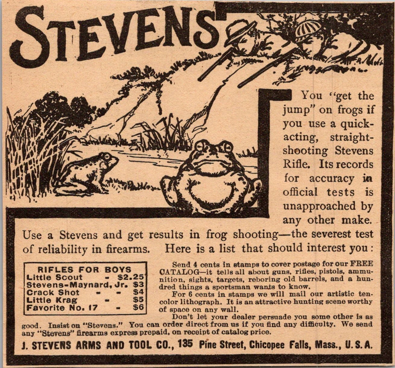 J Stevens Arms & Tool Co Pine St Chicopee Falls MA 1906 Minneapolis Ad 5AL1-H2 J Stevens Arms & Tool Co Pine St Chicopee Falls MA 1906 Minneapolis Ad 5AL1-H2