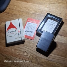 Vintage 1950s Zippo Lighter Plain Blank Brushed Chrome W/ Original Box Papers picture