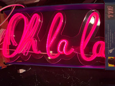 Pink Oh La La LED Neon Sign 7.75” H x 15.5” W x 0.68” D USB picture