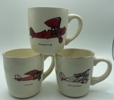 Set Of 3 Vintage Aviation Mugs Curtiss Robin Spearman Great Lakes Special Mugs picture