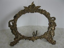 Antique Oval Picture Frame Cherubs Angels Cast Iron Free Standing Shabby Chic picture