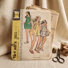 Vintage 1973 McCalls 3601 Girls Smock Dress Sewing Pattern Cape Sleeves Size 14 picture