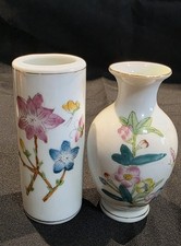 Vintage Chinese Porcelain Bud Vases Floral Motif Hand Painted 4