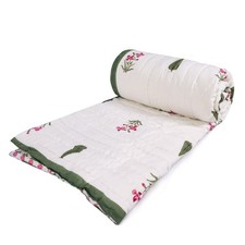 Handblock Print Jaipuri Razai Traditional Handmade Floral Cotton Quilt Bedspread picture