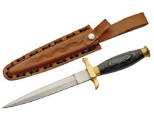 NEW Medieval Dagger Gray Wood Handle Stainless Blade Knife Leather Sheath 10.5