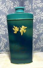 Vintage 1960s Avon Rapture Perfumed Talc Collectible Tin Teal Blue Gold NOS-Full picture