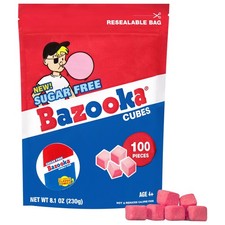 Bazooka Bubble Gum Sugar-Free Chewing Cubes, 100 Count (Pack of 1), Pink picture
