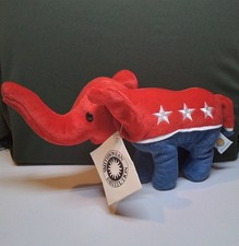 Vtg 2002 Smithsonian Institution 13” Republican Elephant Plush USA Flag picture