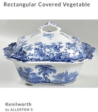 Antique English Kenilworth Blue transferware Ironstone Soup Tureen and Ladle  picture