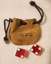Vintage 1970s/80s Las Vegas McCarran Airport Suede Pouch Casino Dice Razor-Edge  picture
