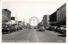 Court Street Florence AL 1940s 1950s Downtown View w/ Cars Cline RPPC COPY picture