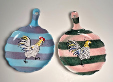 Vintage MCM Retro Rooster Spoon or Tea Bag Rest Set of 2 Japan picture
