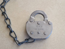 Vintage St. Louis Southwestern RY Railroad Lock Chain & Tool picture