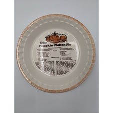 Vintage 1981 Watkins Pumpkin Chiffon Pie Recipe Plate Dish Fluted Stoneware 11