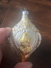 Vintage West Germany teardrop glass ornament 3 3/4” long picture