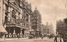 Leicester Square London Empire Theatre Antique Postcard c1908 Stengel Horse Cabs picture