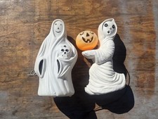 Vintage General Foam Plastics Ghost Holding Jack-O-Lantern Lighted Plug-In 13in picture