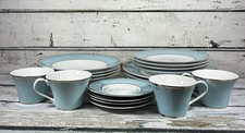 Rare ✨ 222 Fifth Ashford Blue/ Teal Platinum Trim 20 Piece Porcelain Full set 4 picture