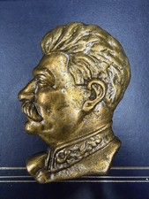 Soviet Vintage Stalin Bas-Relief Bronze Plaque 1950's USSR Communism WW2 Wt2.2lb picture