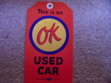 OK Used Car Warranty Tag LAMINATED 1957 Chevy, GTO, Corvette, picture