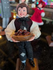 1992 Simpich Peter Cratchit Boy Apple Bowl Christmas Carol Doll Wood Base picture