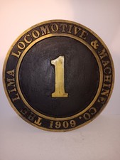 Vintage 1909 Lima Locomotive Works Wood Builder Plate Plaque Sign Railroad Decor picture
