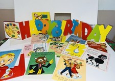 Rare Vintage 1950s Box of Unused Mechanical Pop Up Greeting Cards Lots of Laffs picture