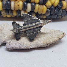 Zuni Sterling Silver F-16 Fighter Jet Tie Tac Pin By Lyle Booqua Handmade picture