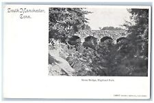 Manchester Connecticut CT Postcard Stone Bridge Highland Park Trees 1905 Vintage picture