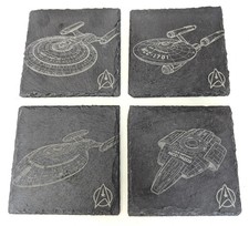 Star Trek Ships Slate Coaster Set of 4 | Laser-Etched Stone Coasters | Handmade picture