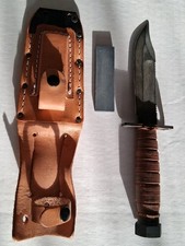 Jet-Pilot-Survival-Knife-Camillus-NY-USA-**No-Pommel-Date**-Scabbard-w/Stone picture