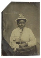 Proud African American Woman 1860 Well Dressed Black Lady Woman Antique Tintype picture