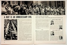 Vintage 1950s Prison Riots Magazine Article Print Photojournalism News picture