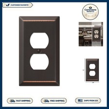 Transitional Style Duplex Outlet Cover - Antique Finish, Cast Metal Elegance picture