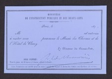 Invitation card 1870 Musée des Thermes Hôtel de Cluny Ministry of Fine Arts picture