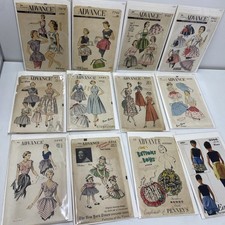 (12) Vintage Sewing Apron Dress Patterns Advance Uncut Bag Board 1950s picture