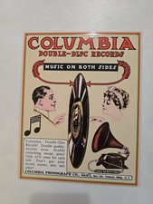 Vintage Columbia Phonograph Co. Records Enamel & Metal Heavy Advertising Sign picture