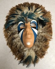 R.W. Adamson Native American Indigenous Mask Ceramic Feathers RWA Numbered picture