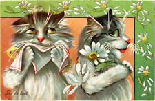 PC CATS, ARTIST SIGNED, BAKER, NOT AT ALL, Vintage Postcard (b47431) picture