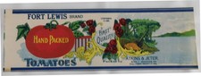 5 Vintage Fort Lewis Tomatoes Can Labels, Ironto, Virginia circa 1920's picture