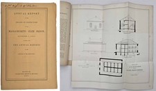 1860 antique MASSACHUSETTS STATE PRISON REPORT boston BOOKLET w FOLDOUT PLANS picture