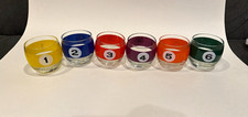 Vintage MCM Cera Roly Poly Billiard Lowball Cocktail Glasses Pool Balls Set picture