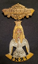 VTG Antique Masonic Pittsburgh PA USA Medal/Badge Rose Croix Eagle Cross INRI picture