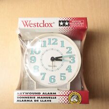 Vintage WESTCLOX Keywound Alarm Clock 15136 Ivory/ Blue Numbers NOS Made in USA picture